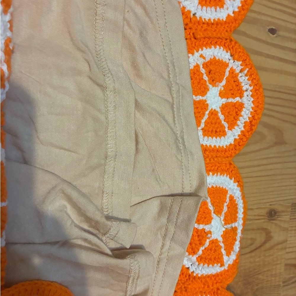 Happy Halter Mini dress Show Me Your MuMu size small orange crochet lined - Picture 5 of 5